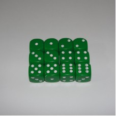 12mm D6 Green Dice with white dots x12 (Add-On)
